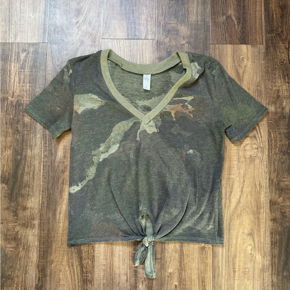Olive Green Tie-Front Women's Top